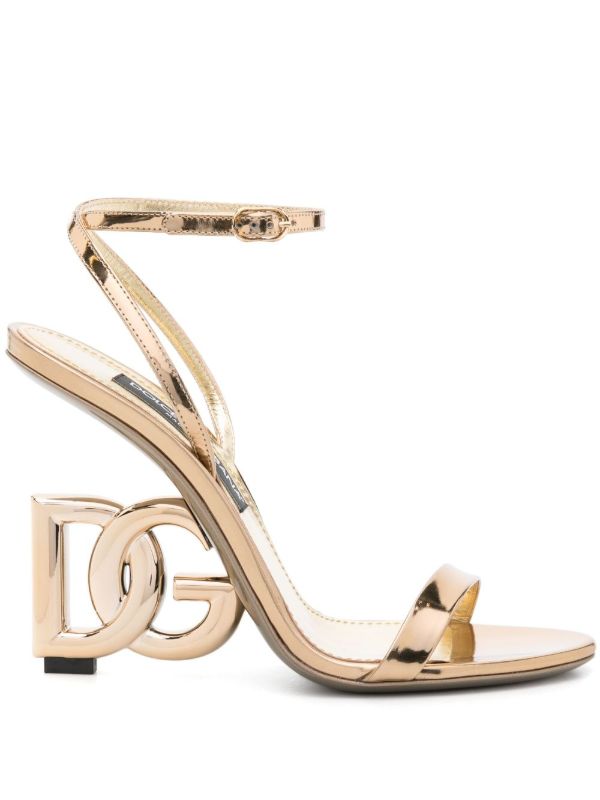Dolce & Gabbana Gold-Tone 105 DG Cross Leather Sandals | Browns Sandals