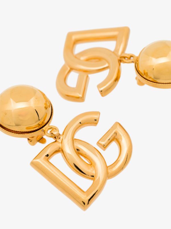 Dolce & Gabbana Gold Tone DG Drop Earrings | Browns Earrings