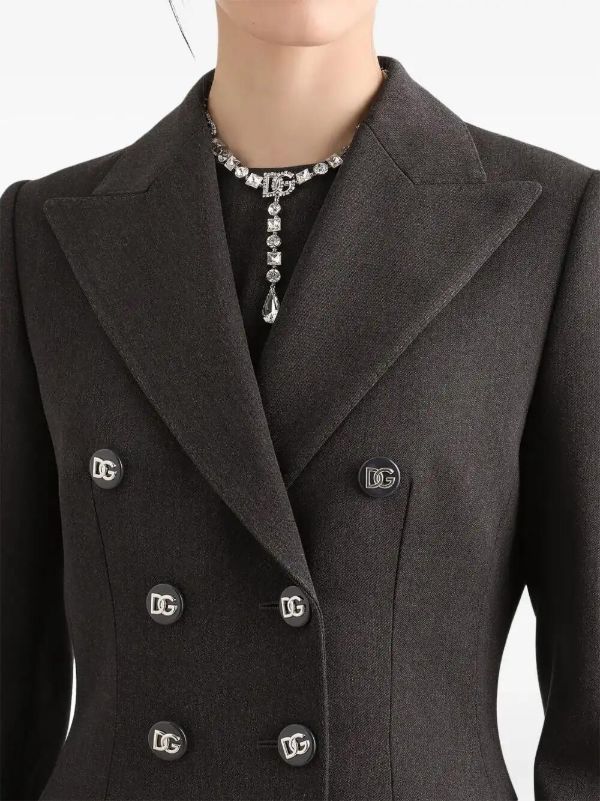 Dolce & Gabbana Grey Double-Breasted Wool Coat | Browns Double Breasted & Peacoats