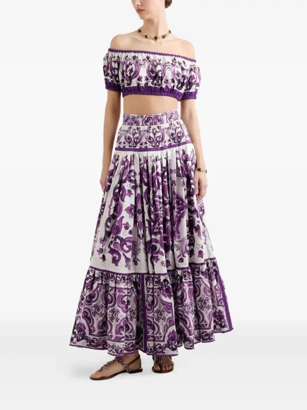 Dolce & Gabbana Majolica-print Maxi Skirt | Browns Pleated Skirts