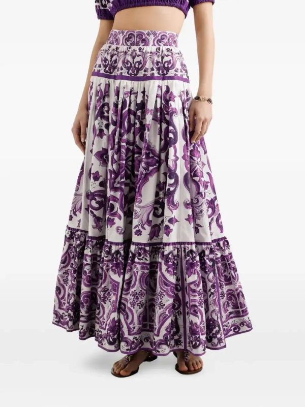 Dolce & Gabbana Majolica-print Maxi Skirt | Browns Pleated Skirts