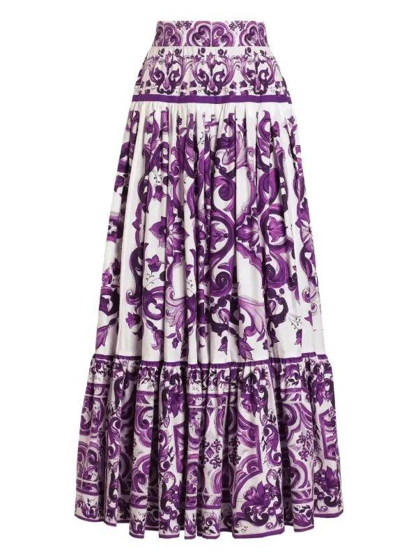 Dolce & Gabbana Majolica-print maxi skirt | Browns Pleated Skirts