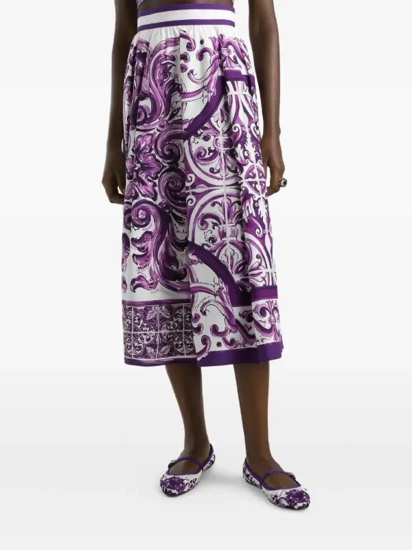 Dolce & Gabbana Majolica-print Midi Skirt | Browns A-Line Skirts