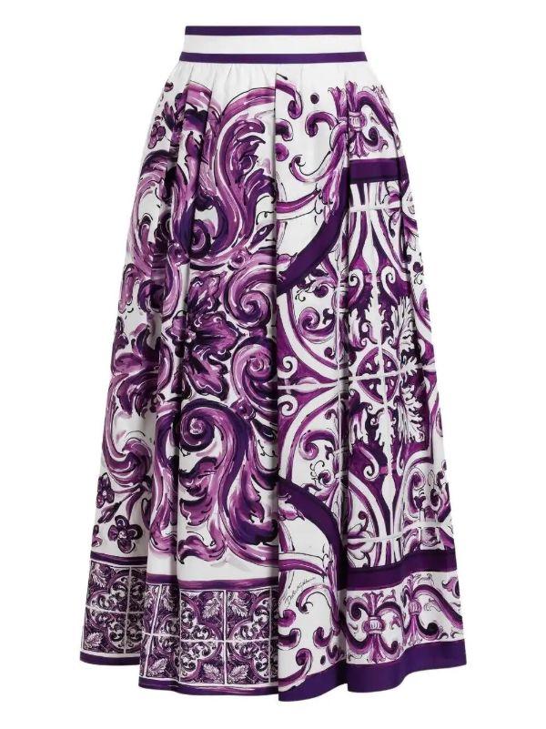 Dolce & Gabbana Majolica-print midi skirt | Browns A-Line Skirts