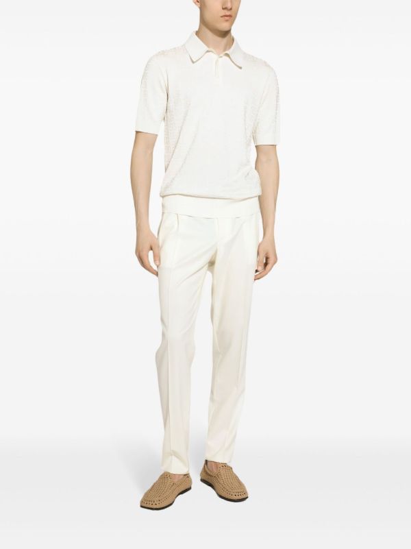 Dolce & Gabbana Monogram-Jacquard Silk Polo Shirt | Browns Polo Shirts