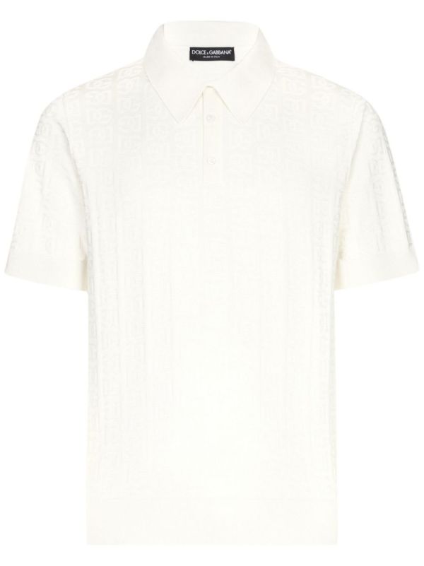 Dolce & Gabbana Monogram-Jacquard Silk Polo Shirt | Browns Polo Shirts