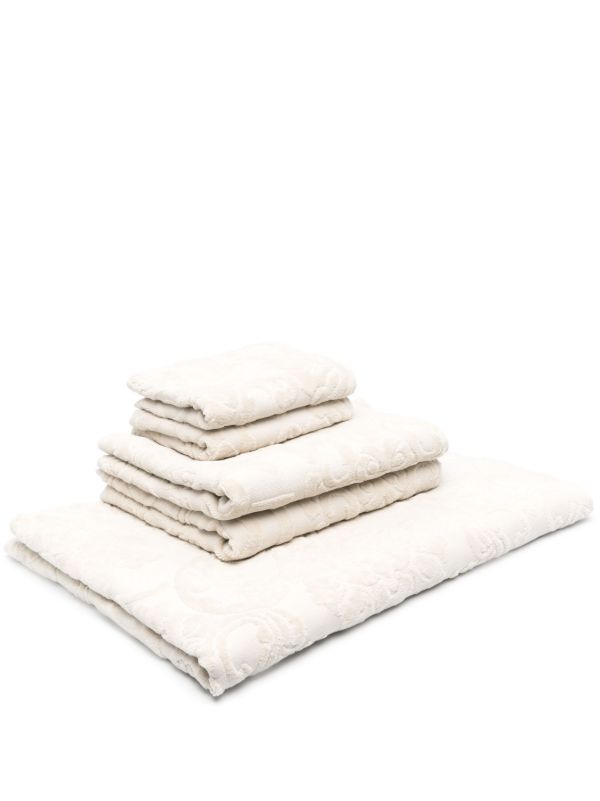 Dolce & Gabbana neutral logo-jacquard cotton towel set | Browns Towels