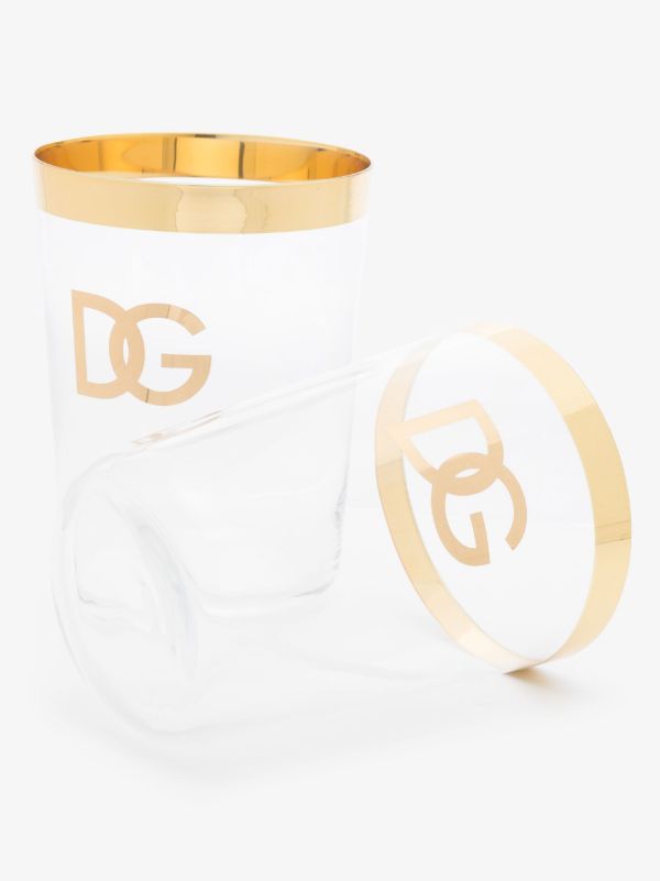 Dolce & Gabbana Neutral Set Of Two Logo Print Glasses | Browns Glassware