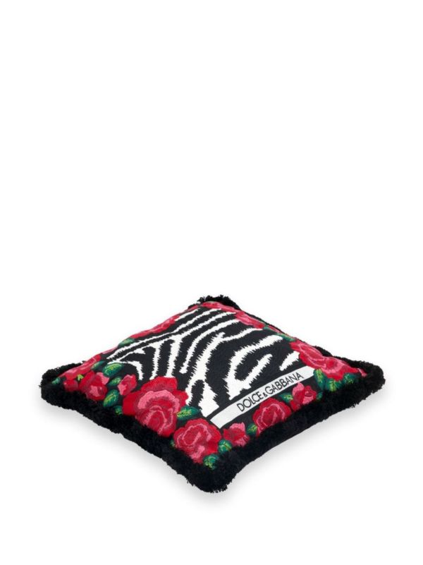 Dolce & Gabbana Pink Zebra Print Embroidered Small Cushion | Browns Cushions
