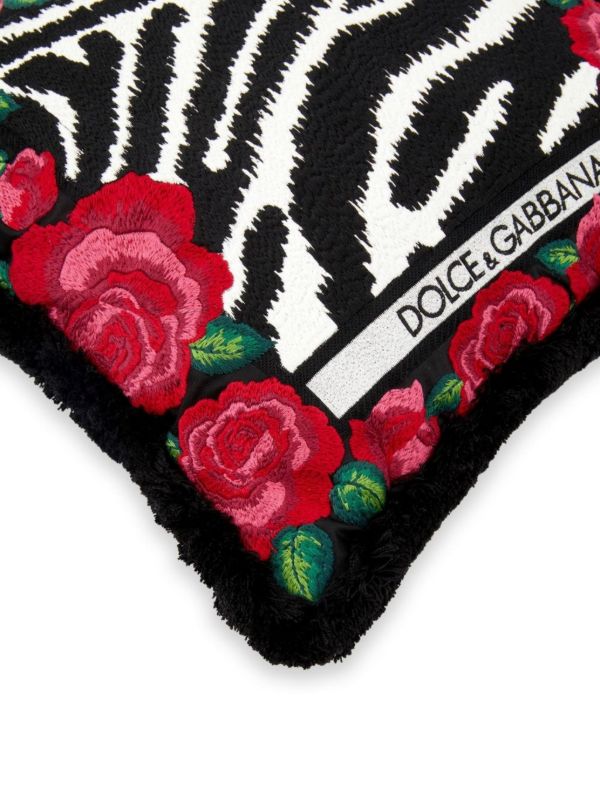 Dolce & Gabbana Pink Zebra Print Embroidered Small Cushion | Browns Cushions