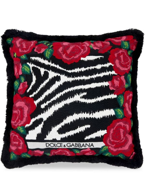 Dolce & Gabbana pink zebra print embroidered small cushion | Browns Cushions