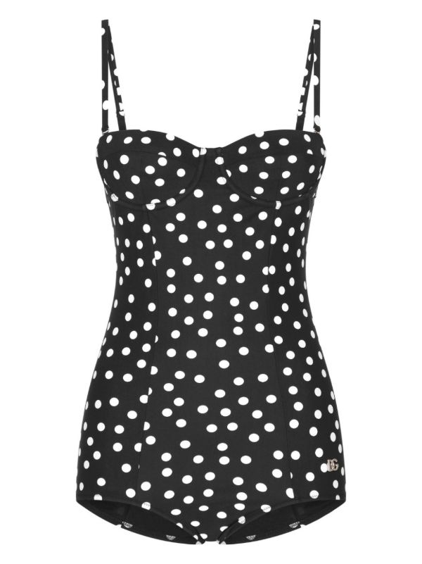 Dolce & Gabbana polka dot balconette swimsuit | Browns One-Pieces
