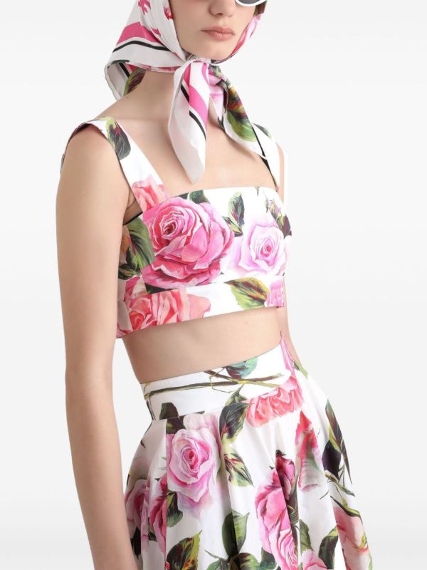 Dolce & Gabbana Printed Crop Top | Browns Vests & Tank Tops