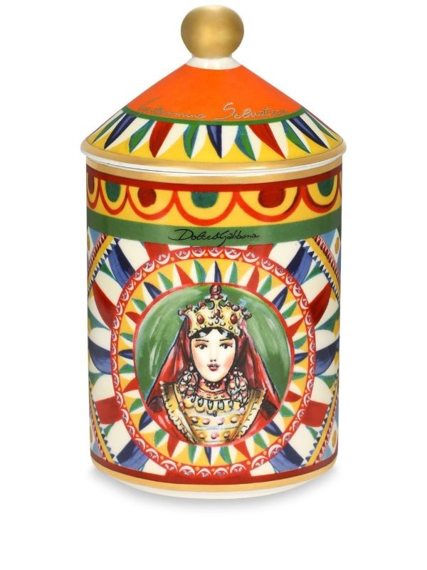 Dolce & Gabbana Red Caretto Print Porcelain Candle | Browns Candles