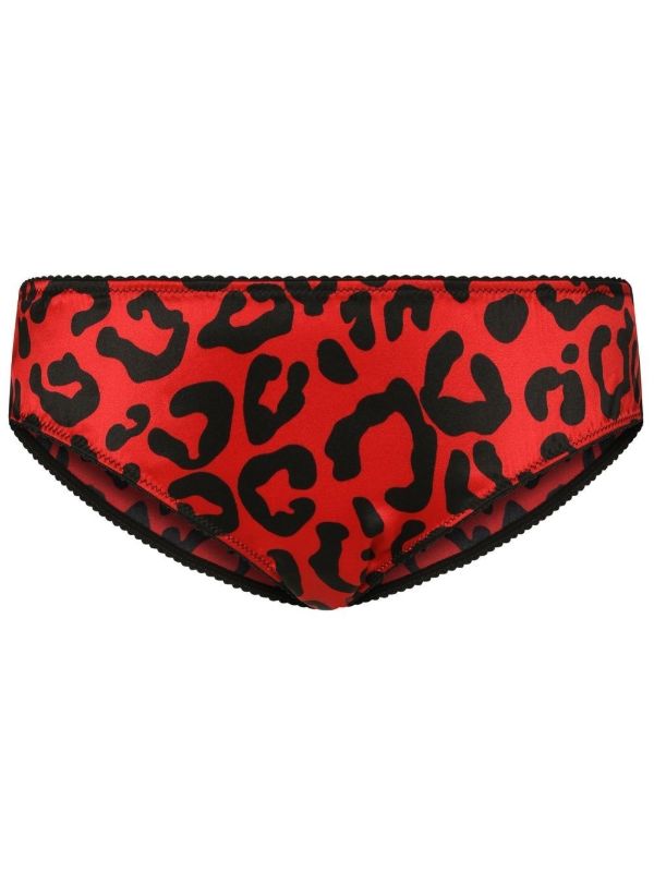 Dolce & Gabbana Red Leopard Print Silk Briefs | Browns Panties