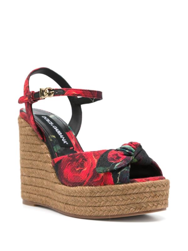 Dolce & Gabbana Red Rose-Print Sandals | Browns Espadrilles