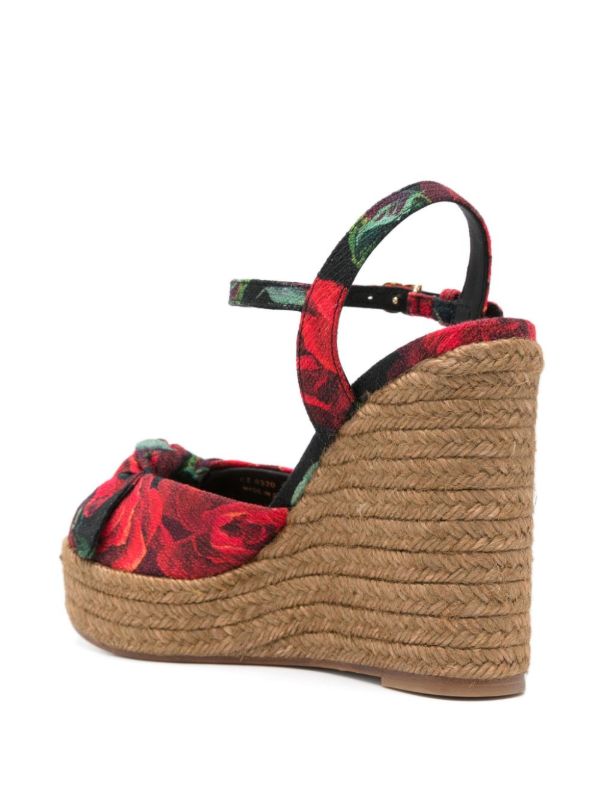 Dolce & Gabbana Red Rose-Print Sandals | Browns Espadrilles