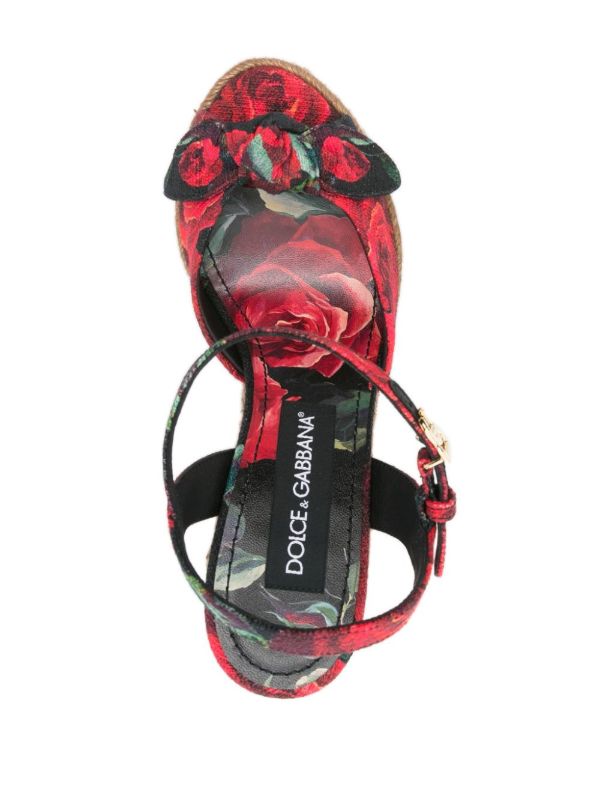Dolce & Gabbana Red Rose-Print Sandals | Browns Espadrilles
