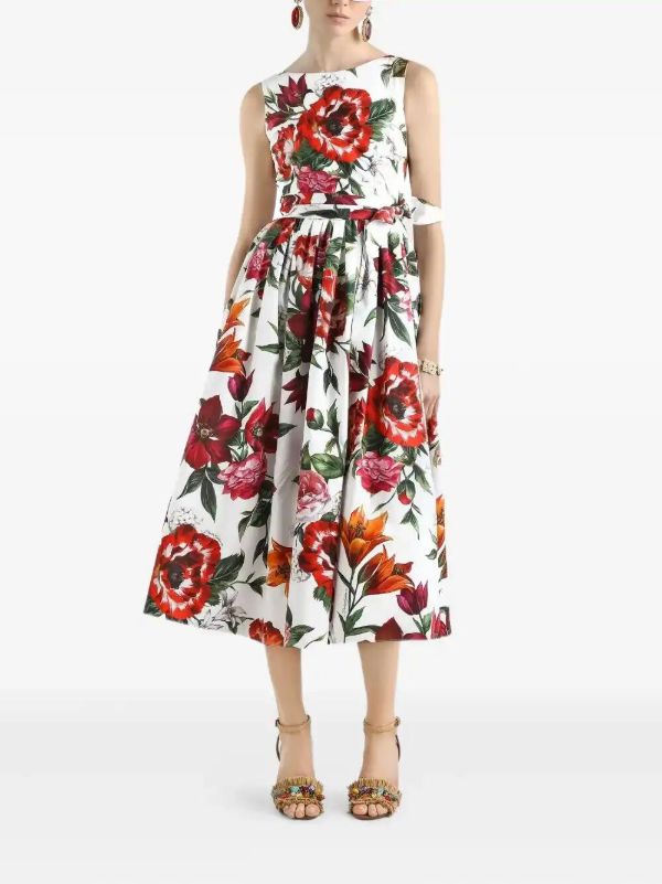 Dolce & Gabbana Rose-print Midi Dress | Browns Day Dresses