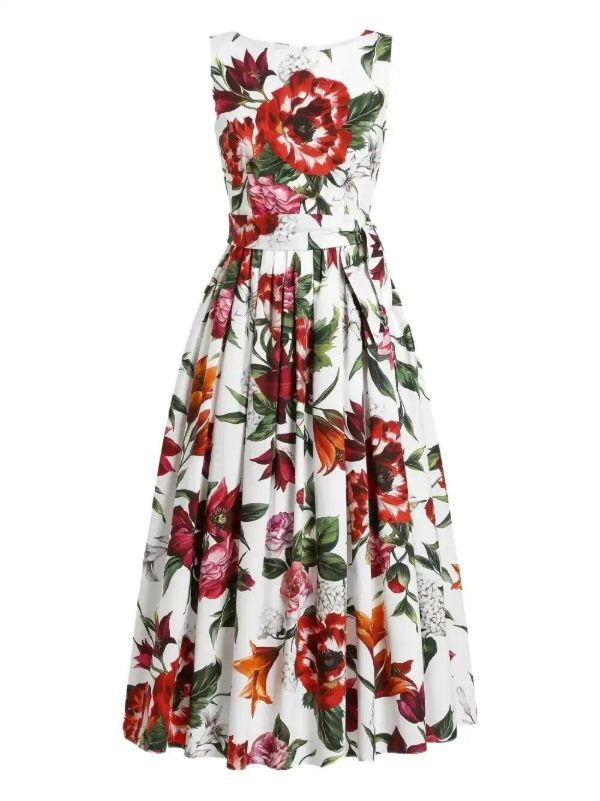 Dolce & Gabbana rose-print midi dress | Browns Day Dresses