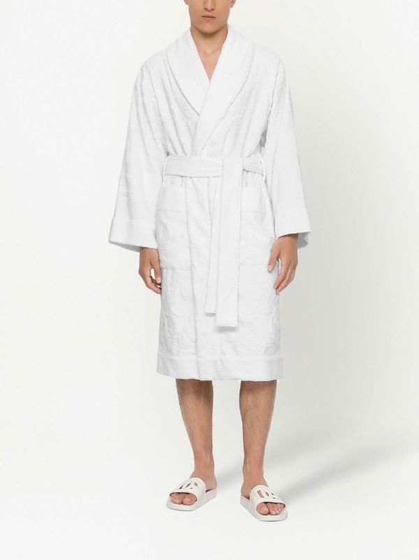 Dolce & Gabbana Terry Cotton Jacquard Bath Robe | Browns Towels
