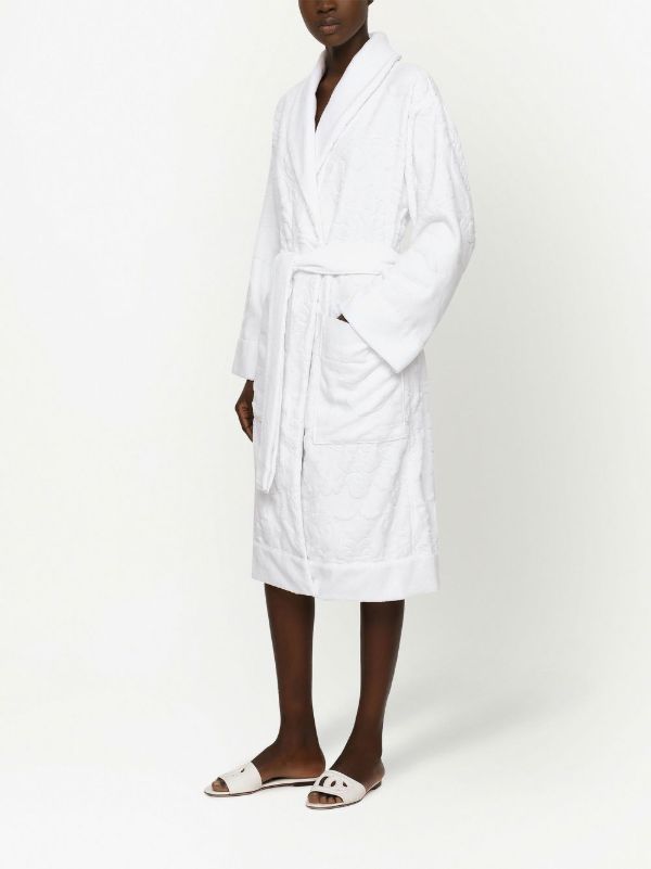 Dolce & Gabbana Terry Cotton Jacquard Bath Robe | Browns Towels
