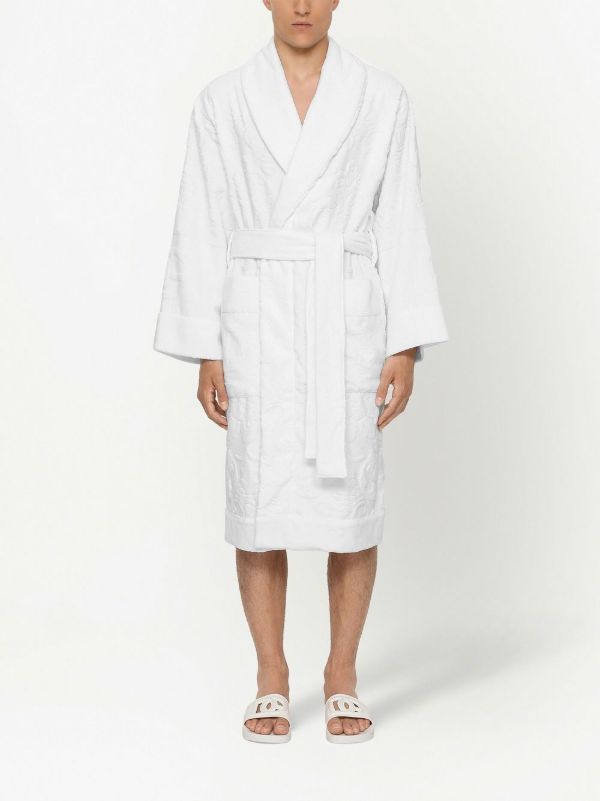 Dolce & Gabbana Terry Cotton Jacquard Bath Robe | Browns Towels