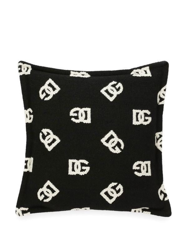 Dolce & Gabbana White And Black Double Face DG Logo Cushion | Browns Cushions