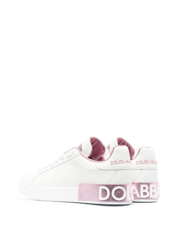 Dolce & Gabbana White And Pink Portofino Sneakers | Browns Sneakers