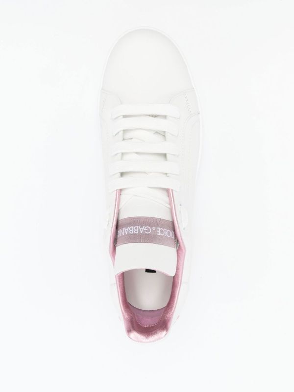 Dolce & Gabbana White And Pink Portofino Sneakers | Browns Sneakers