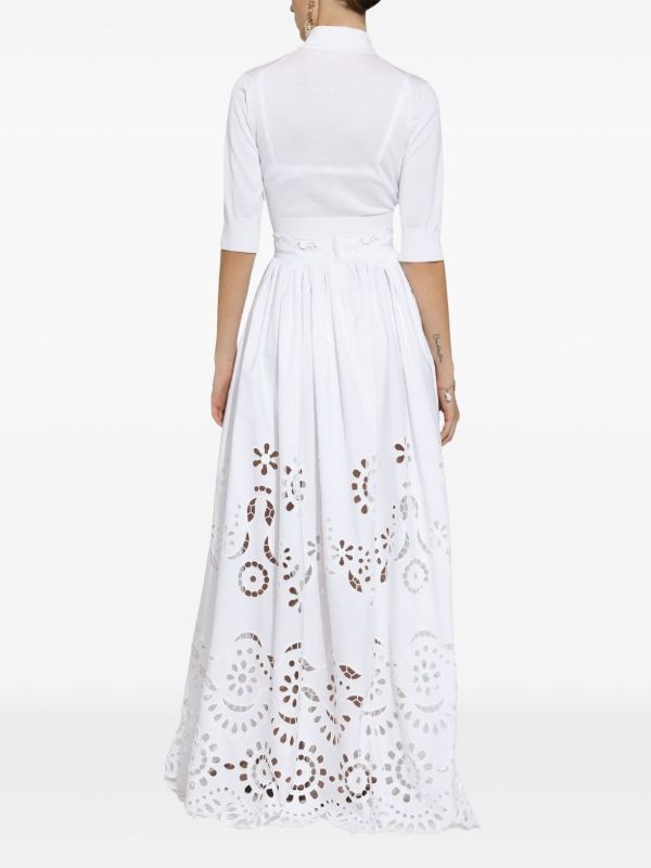 Dolce & Gabbana White Broderie Anglaise Long Skirt | Browns Full Skirts