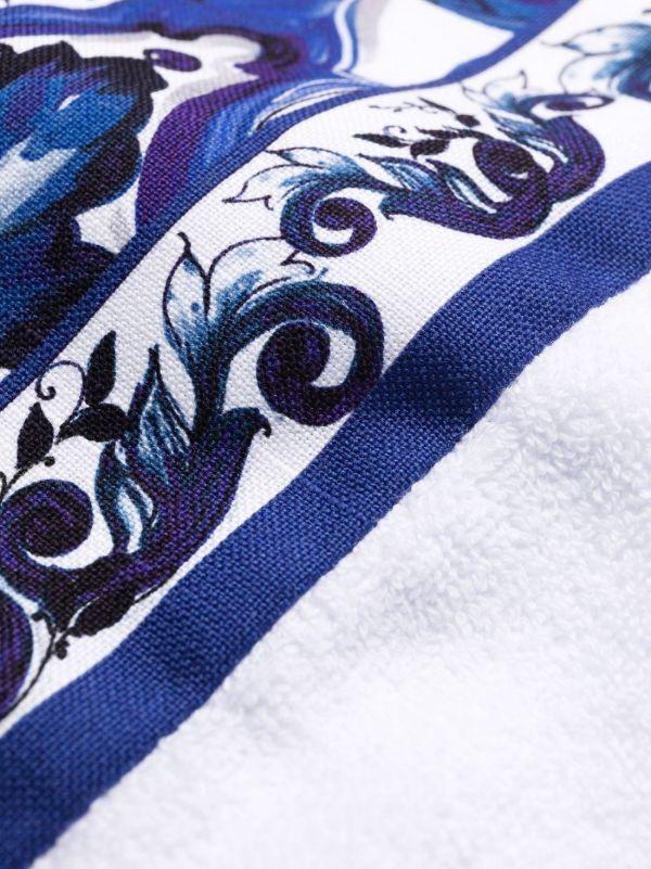 Dolce & Gabbana White Carretto Siciliano Cotton Robe | Browns Dressing Gowns & Robes