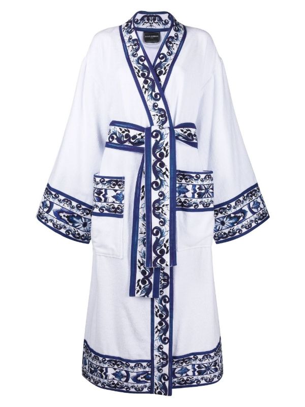 Dolce & Gabbana white Carretto Siciliano cotton robe | Browns Dressing Gowns & Robes