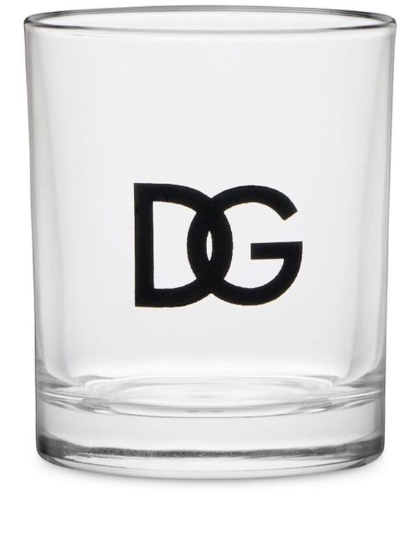 Dolce & Gabbana White DG Logo Print Water Glasses | Browns Glassware