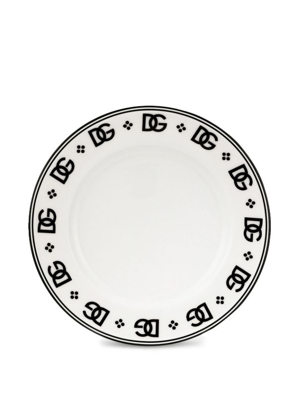 Dolce & Gabbana White DG Plates Set | Browns Plates & Bowls
