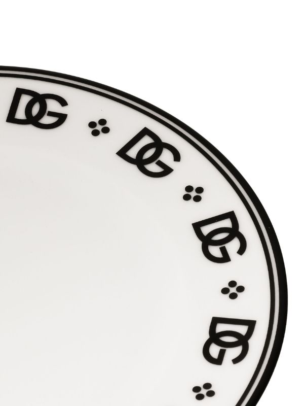 Dolce & Gabbana White DG Plates Set | Browns Plates & Bowls