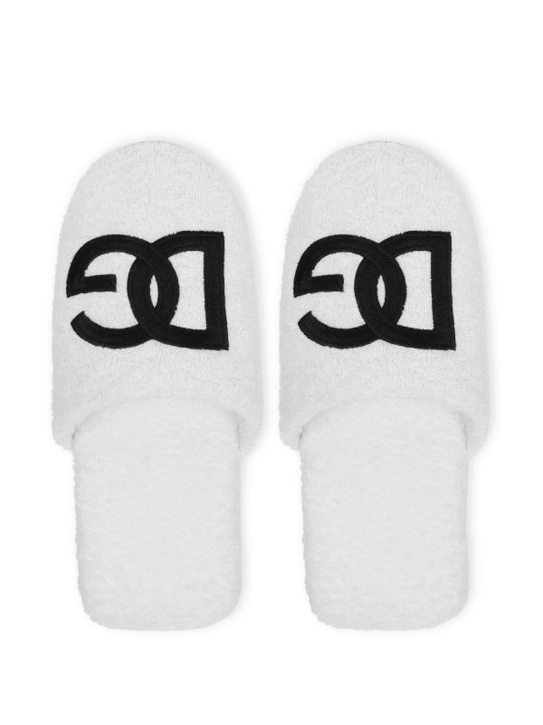 Dolce & Gabbana White Interlocking DG Logo Slippers | Browns Flip Flops & Slides