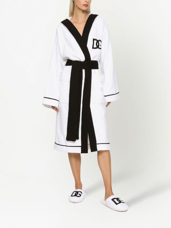 Dolce & Gabbana White Logo-embroidered Cotton Robe | Browns Dressing Gowns & Robes