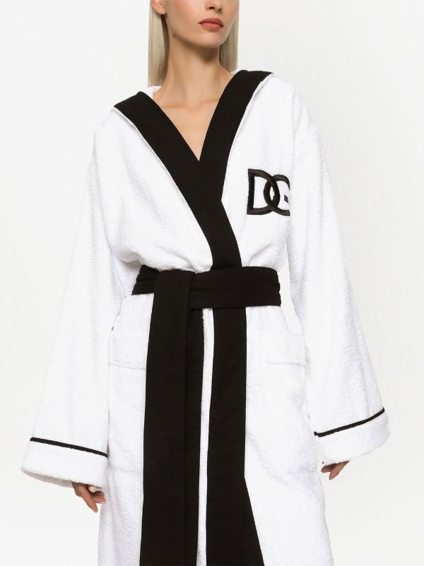 Dolce & Gabbana White Logo-embroidered Cotton Robe | Browns Dressing Gowns & Robes