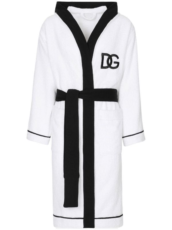 Dolce & Gabbana white logo-embroidered cotton robe | Browns Dressing Gowns & Robes