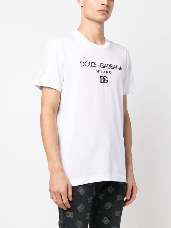 Dolce & Gabbana White Logo Embroidered T-Shirt | Browns T-Shirts