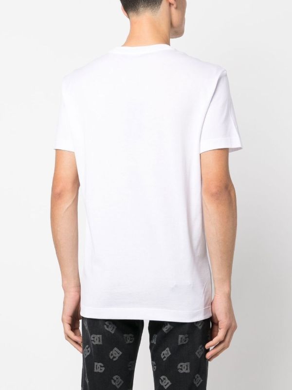 Dolce & Gabbana White Logo Embroidered T-Shirt | Browns T-Shirts