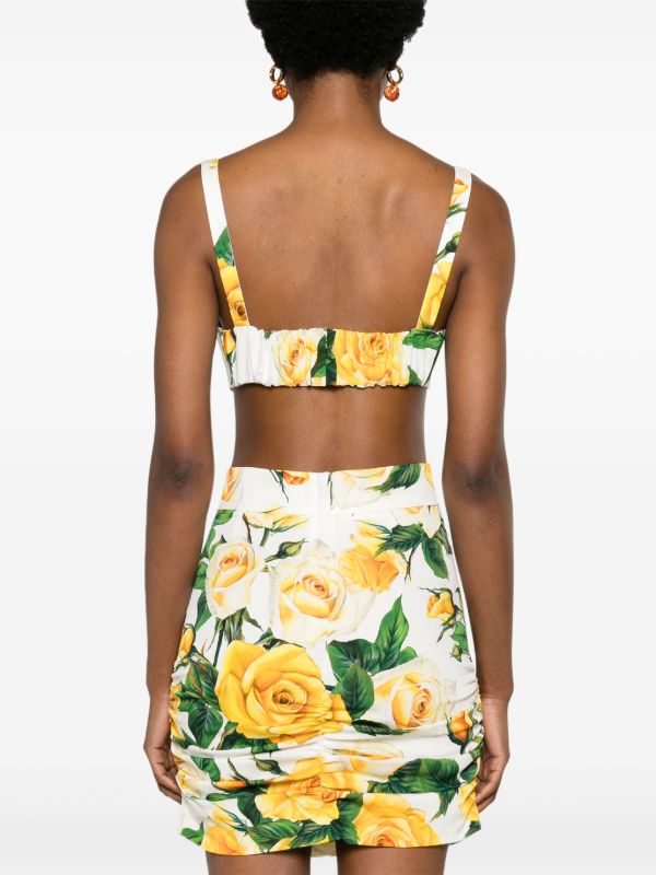 Dolce & Gabbana White Rose-Print Bra Top | Browns Blouses