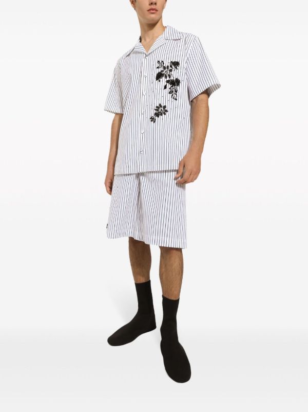 Dolce & Gabbana White Striped Cotton Shorts | Browns Deck Shorts