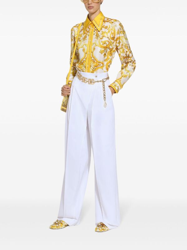 Dolce & Gabbana Wide-Leg Cotton Trousers | Browns Wide-Leg Pants