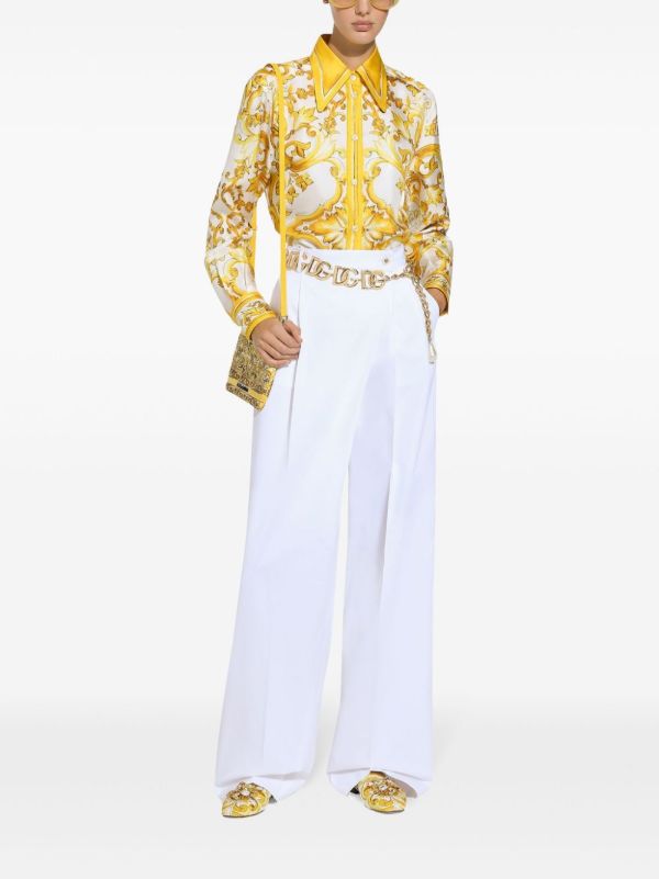 Dolce & Gabbana Wide-Leg Cotton Trousers | Browns Wide-Leg Pants