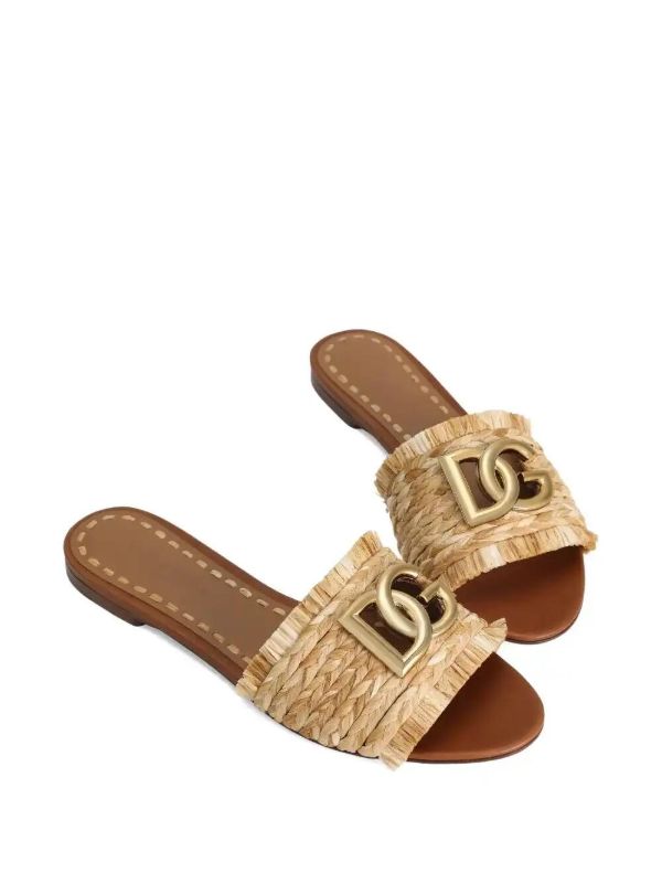 Dolce & Gabbana Woven-raffia Flat Sandals | Browns Sandals