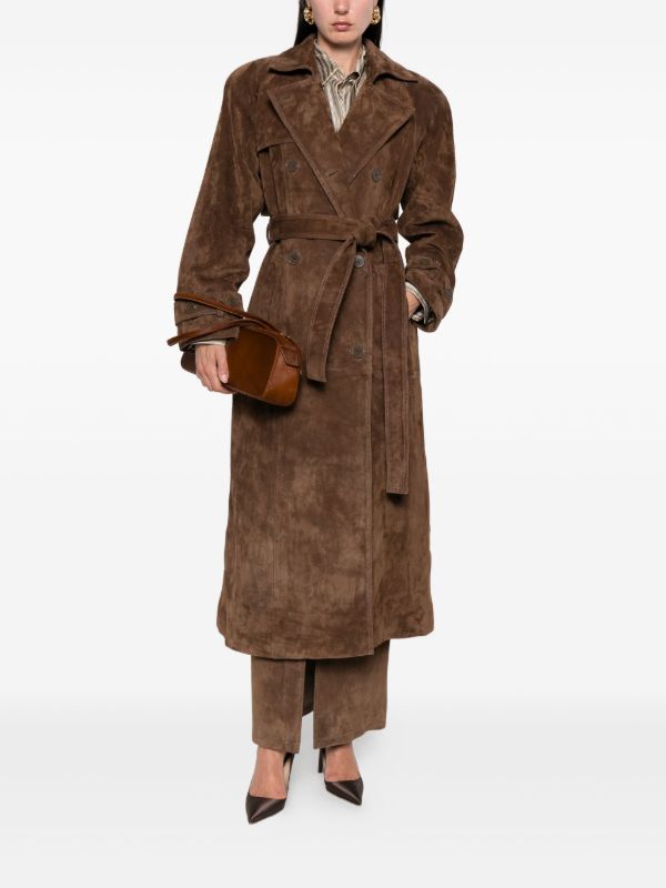Ducie Corrin Suede Trench Coat | Browns Double Breasted & Peacoats