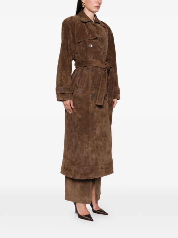 Ducie Corrin Suede Trench Coat | Browns Double Breasted & Peacoats