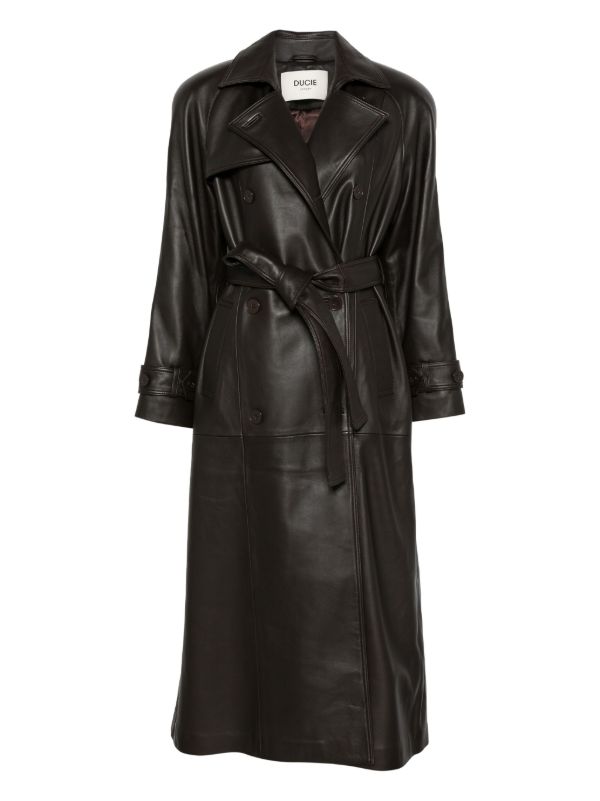 ducie double-breasted belted leather coat | Browns Trench Coats & Raincoats